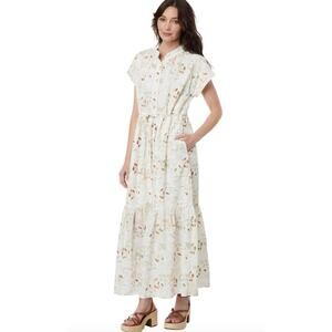 NWT En Saison Cream Eyelet Short Sleeve Cara Maxi Dress Sz Medium